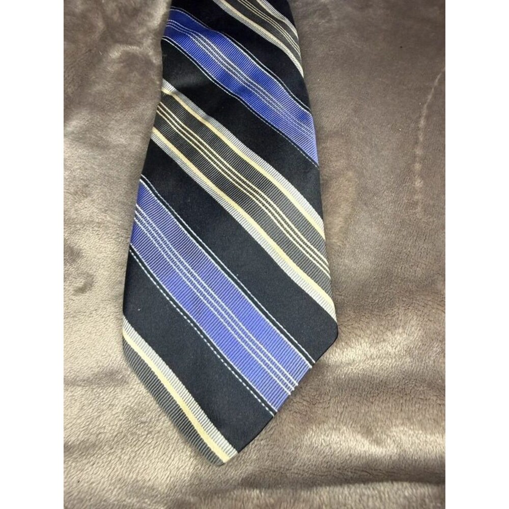 Robert Talbott Best of Class Tie Black Purple Gold Stripe Luxury Necktie